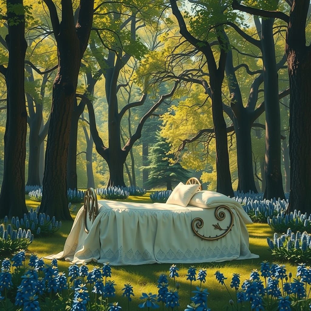 Gothic Metal Bed in a Bluebonnet Bloomed Clearing