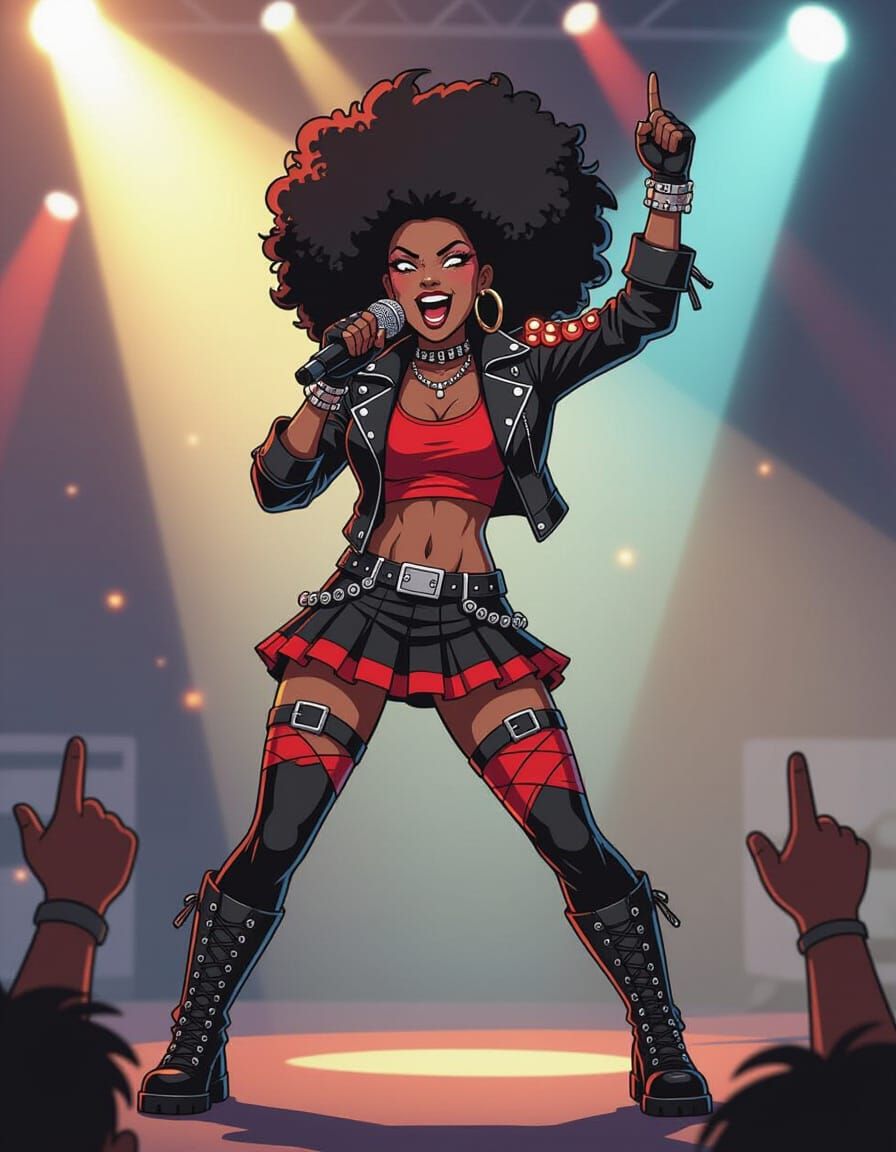 Fierce J-Metal Idol in Retro 80's Cartoon Style