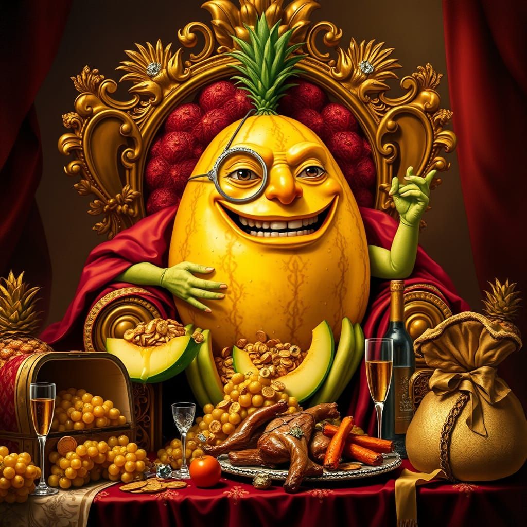 Decadent, Golden-Throned Honeydew Melon in Luxurious Splendo...
