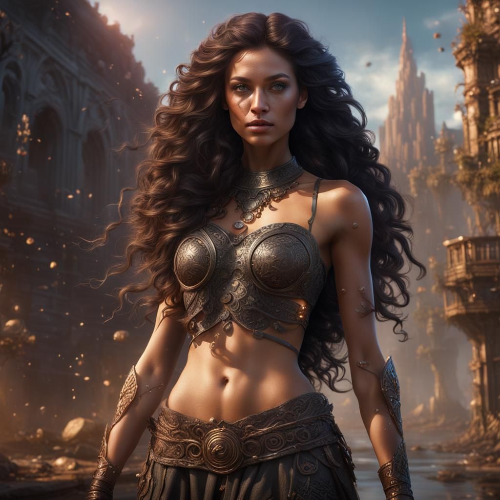 Beautiful Bare Chested Woman: Detailed Matte Painting