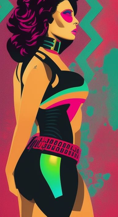 Latina Warrior in Biopunk Zombiecore Pop Art