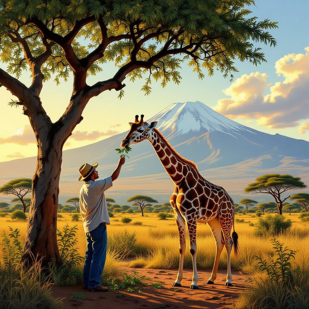 Giraffe in Casual Attire at Mount Kenya