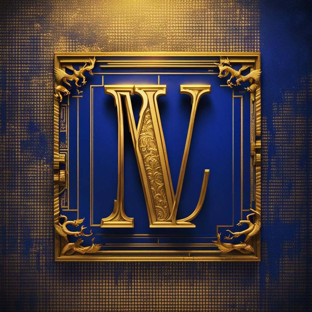 Epic Cinematic Film Still with Royal Blue Background and Gol...