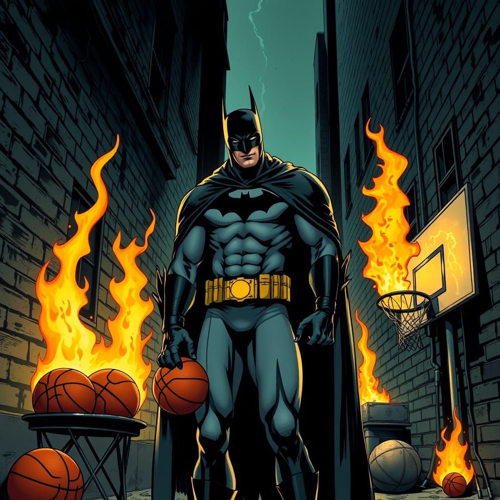 Batman Buys Flames and Basketballs: Comic Book Art