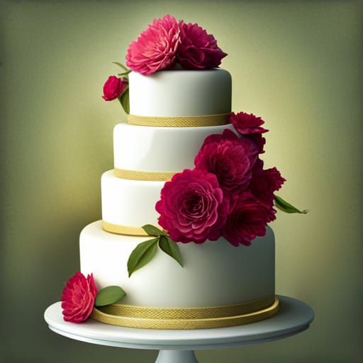 Elegant Wedding Cake with Floral Decorations