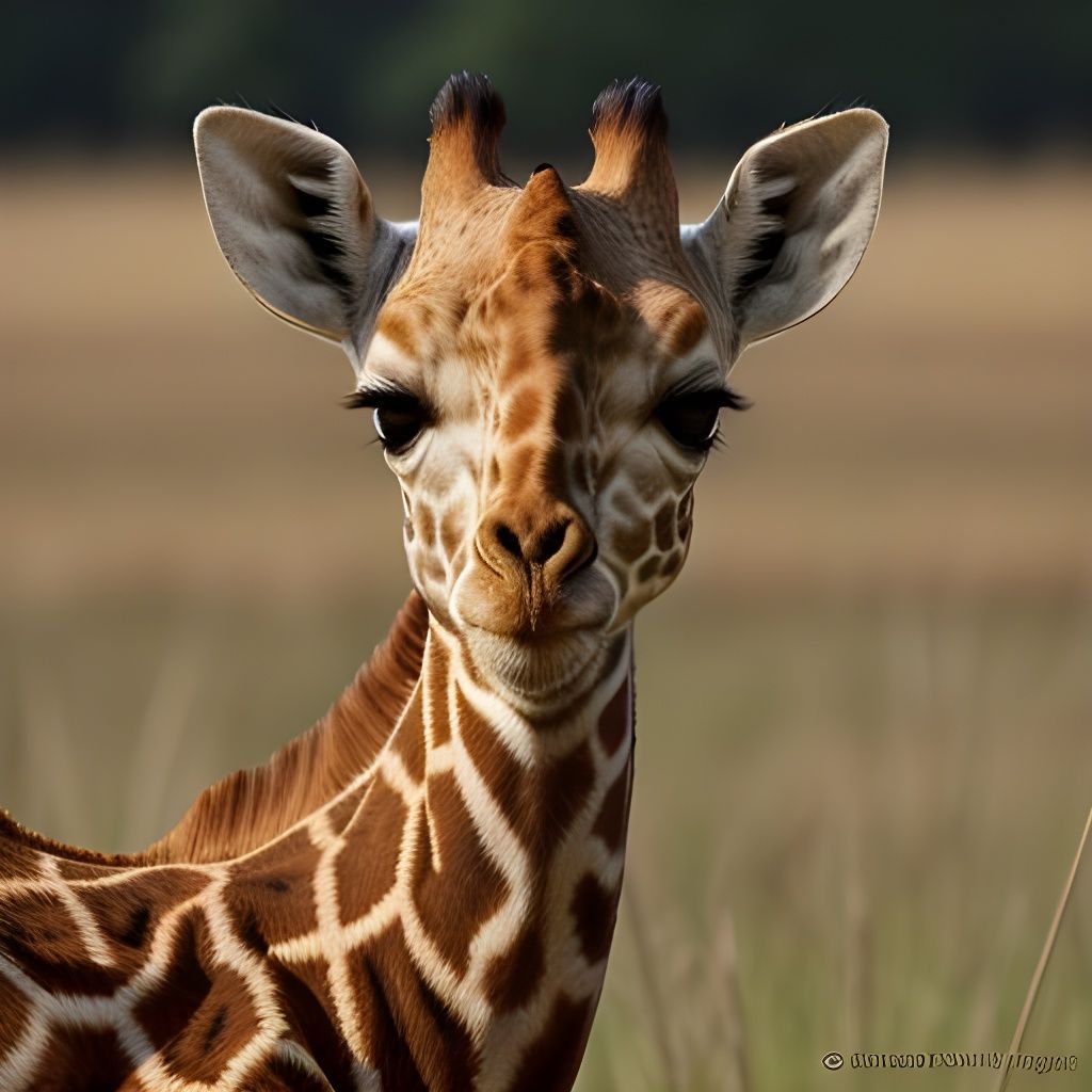 Savanna Landscape with Newborn Giraffe in Serene Mood