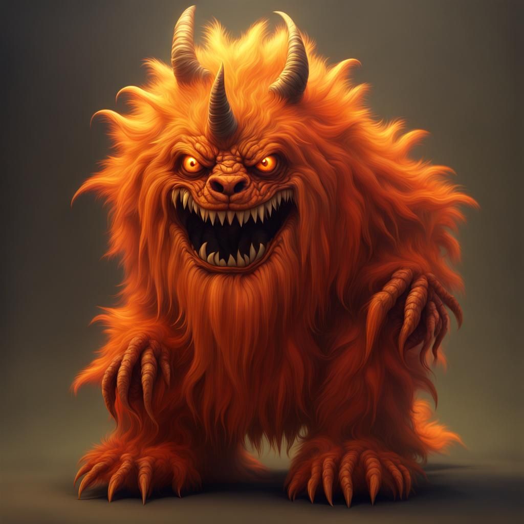 Orange Fur Monster Concept Art in Unreal Engine