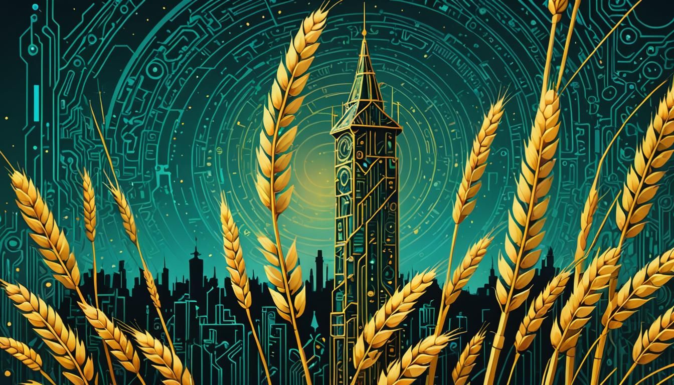 Wheat and Circuitry in Digital Art Style