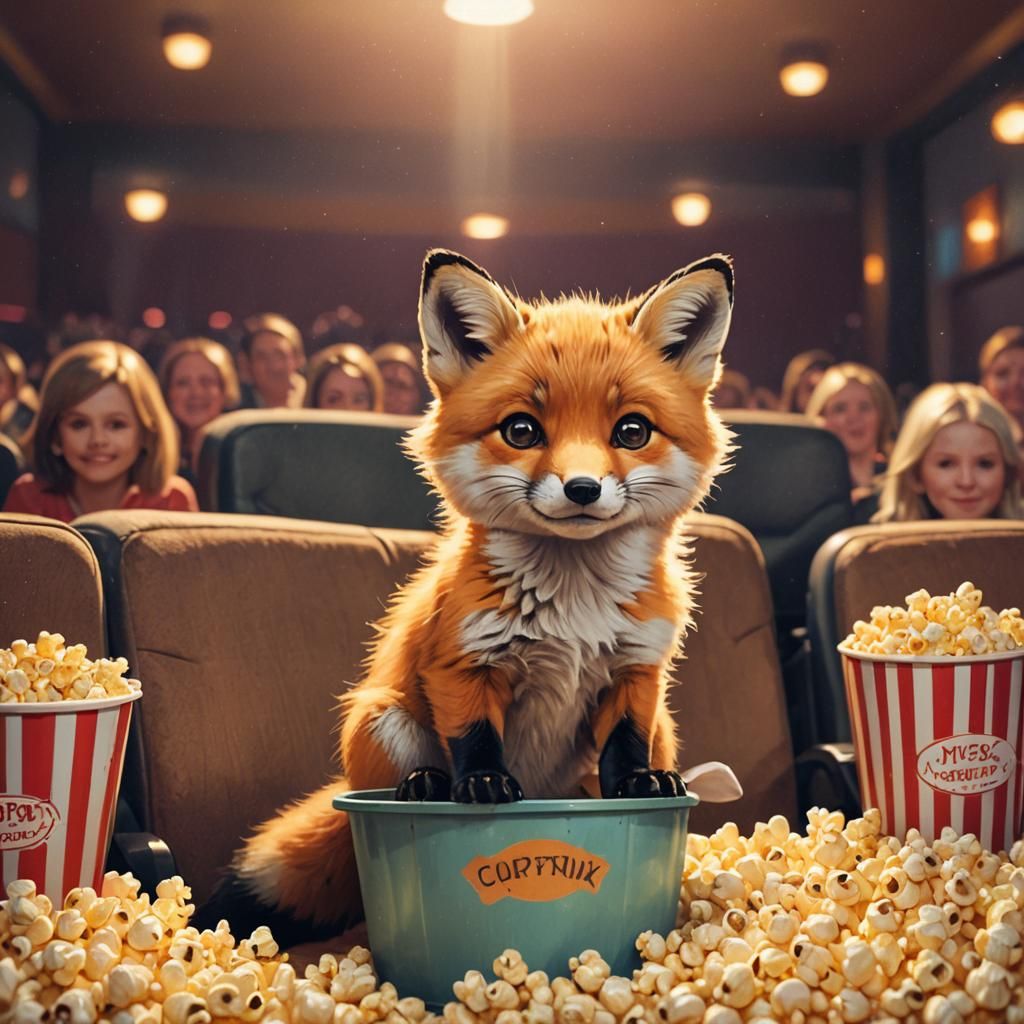 Adorable Baby Fox at the Movie Theater