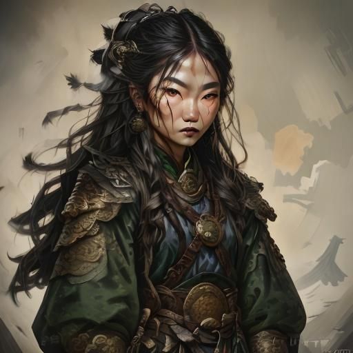 Smiling East Asian Woman Portrait with Urban Background