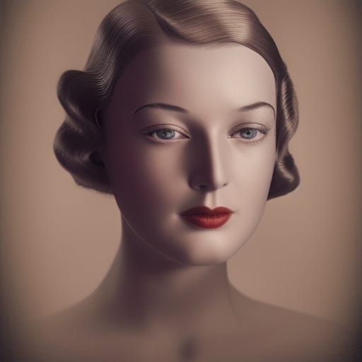 Vintage Fashion Model Portrait in Rockwell Style