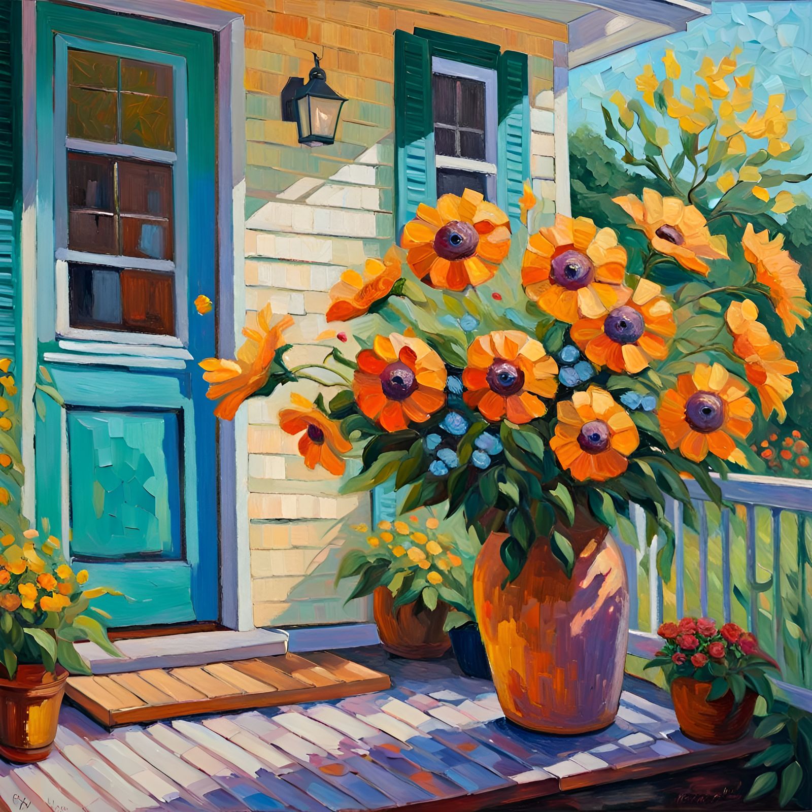 Lovely day for the sun to shine on the beautiful flowers that are on the front porch 💐