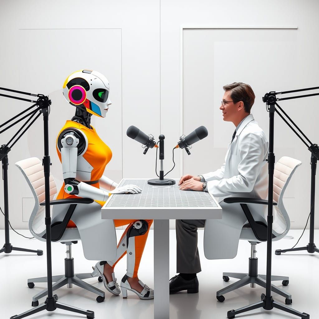 Robot Host Discusses Obstetrics with Doctor in Modern Podcas...