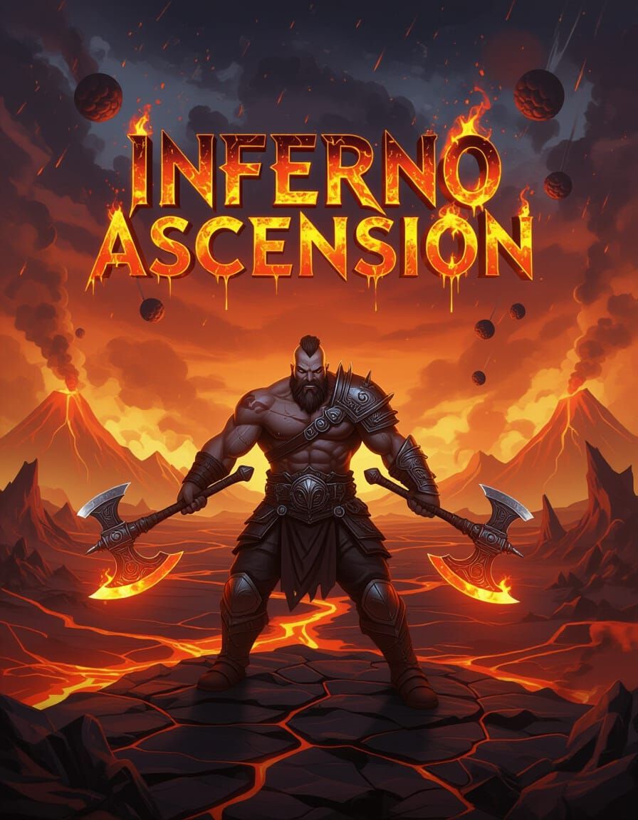 Inferno Ascension: Action Game Cover in Volcanic Wasteland