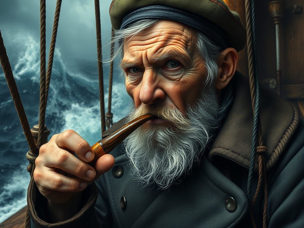 Grizzled Sailor Portrait in Rembrandt Lighting