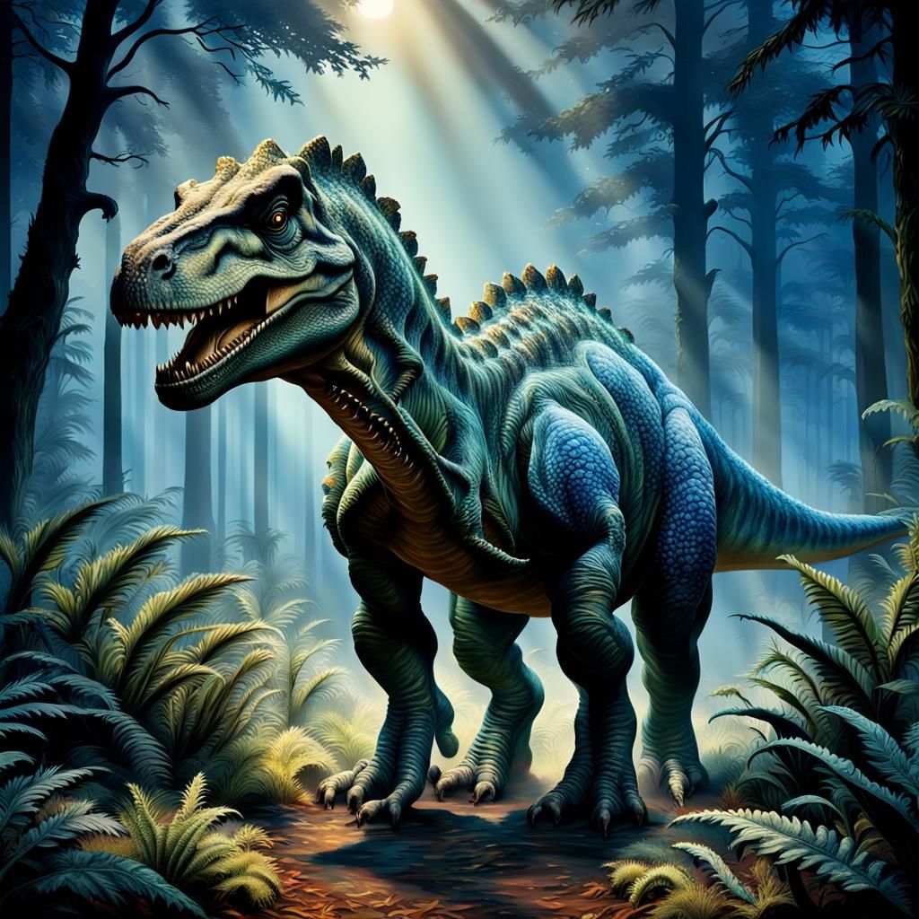 Majestic Herbivore Roams Baroque-Inspired Twilight Forest