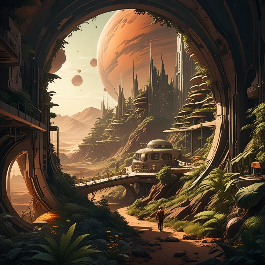 Solarpunk Mars Utopia in Vibrant Hues