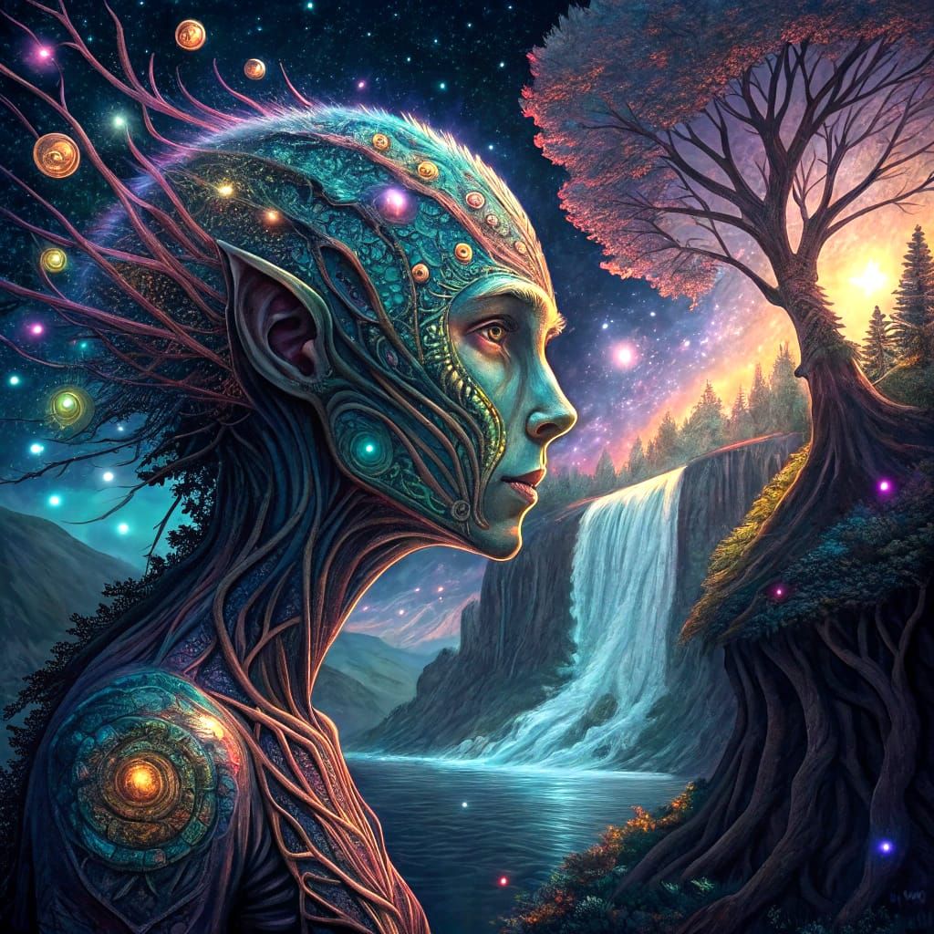 Psychedelic Alien Portrait in Surrealist Style