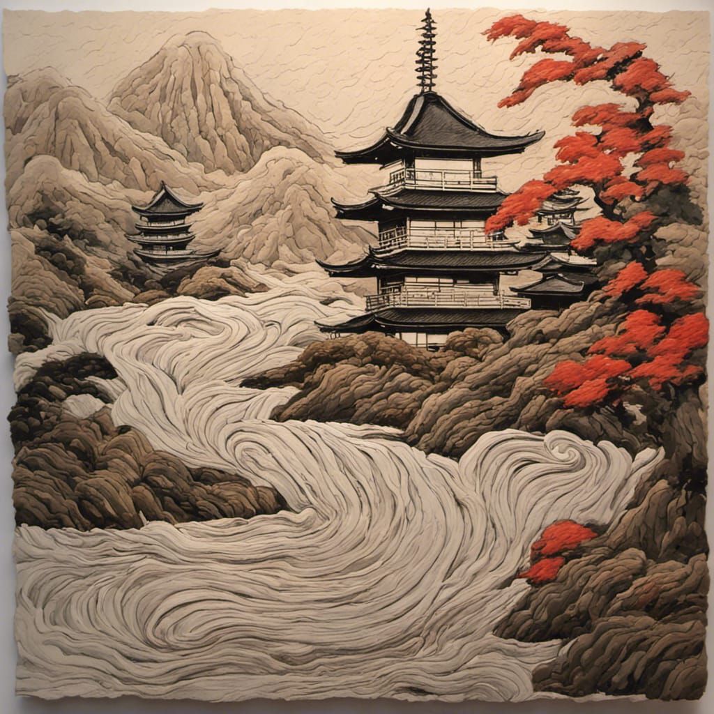 Japanese Art in Impasto Style