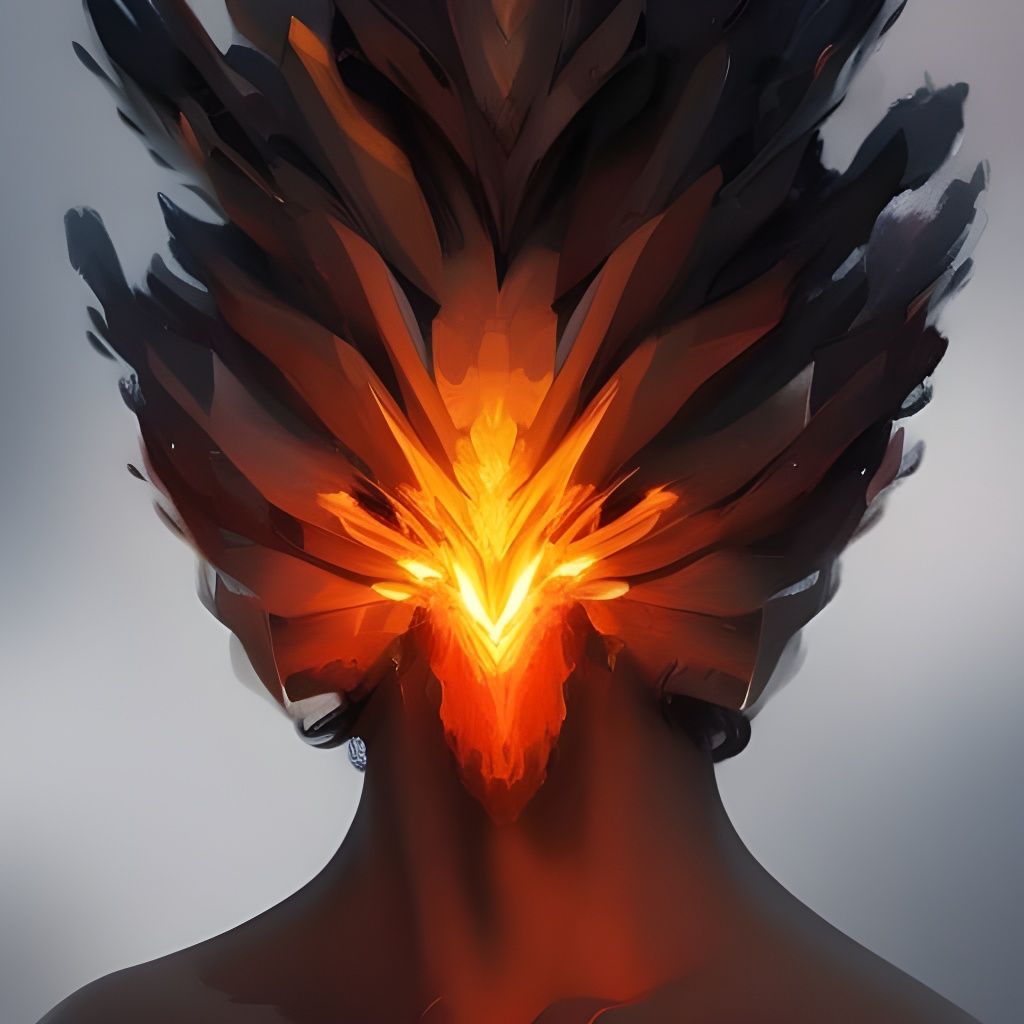 Dramatic Black Phoenix Portrait in Digital Art Style