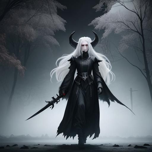 Horrifyingly Beautiful Fallen Angel Deity with Soul-Stealing...