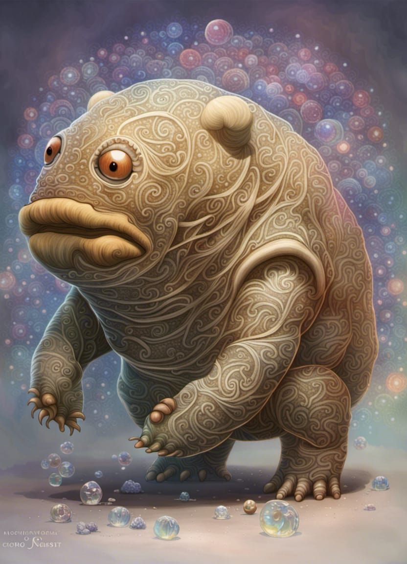 Pixar Tardigrade Portrait with Rainbow Crystal Textures