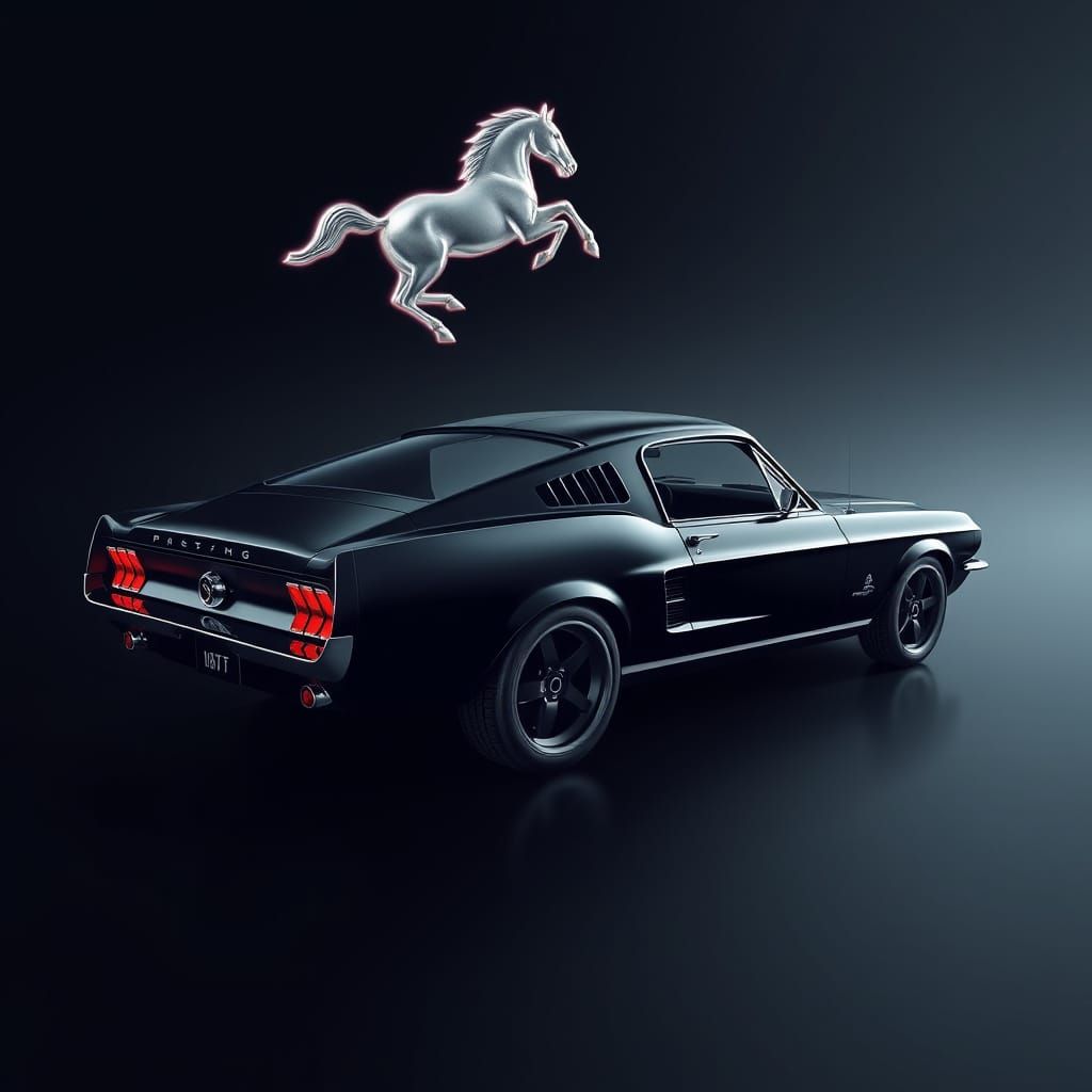 Black 1967 Mustang Fastback in Futuristic Style