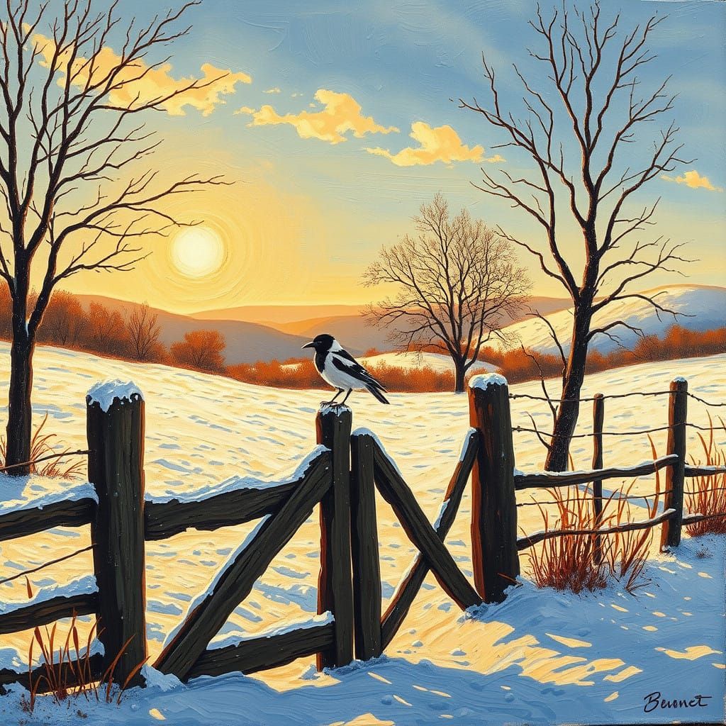 Golden Winter Wonder in Neo-Expressionist Style