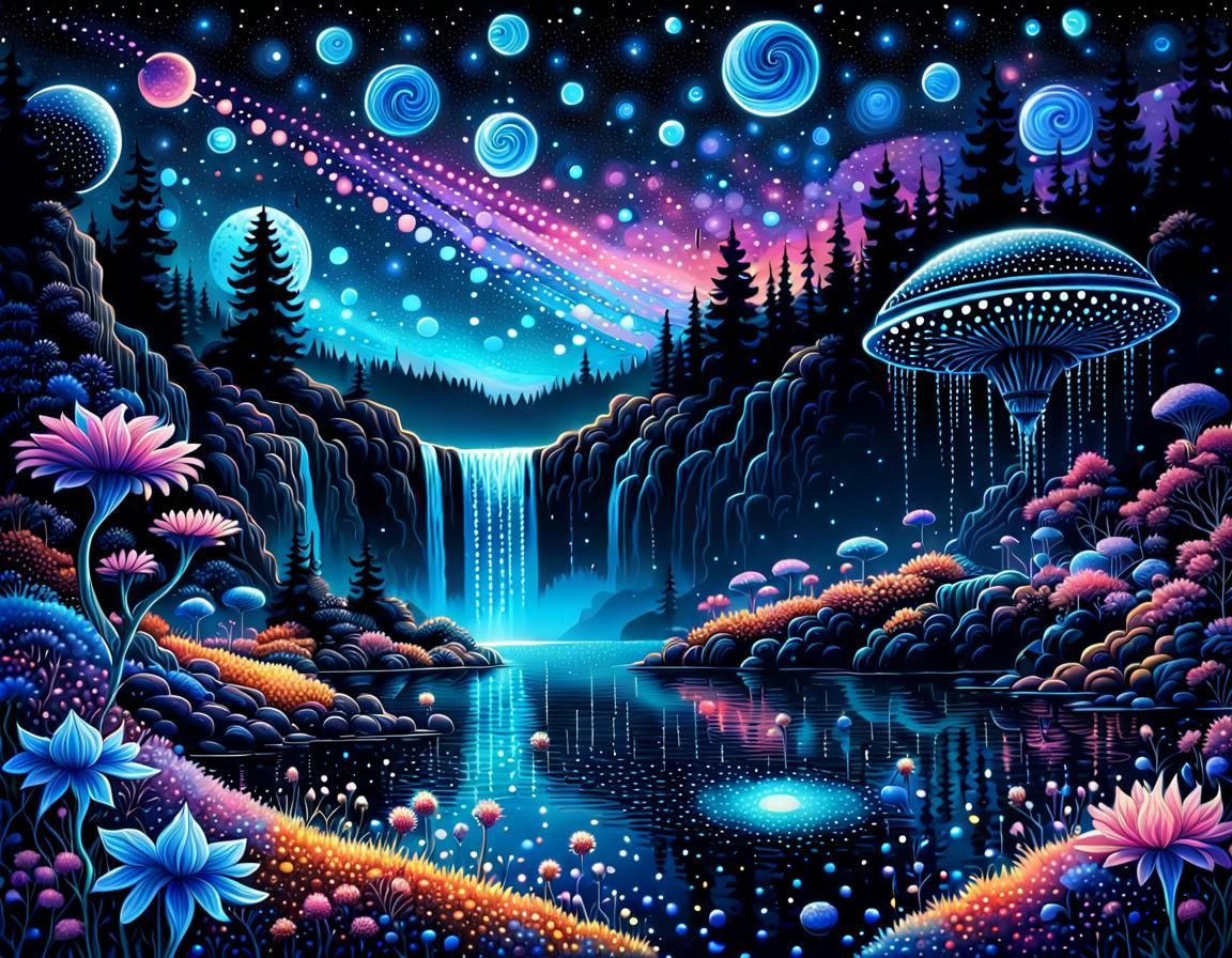 Fantasy Landscape - Pointillism 1