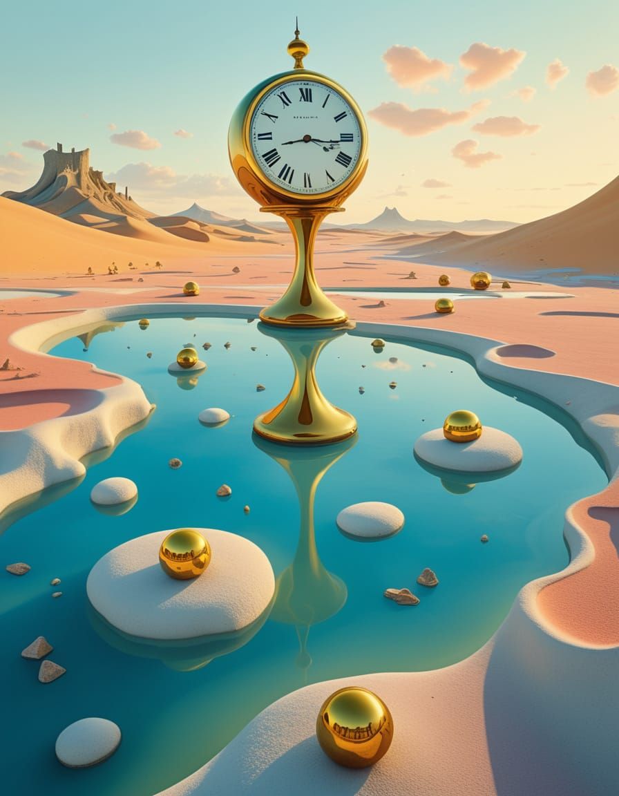 Surreal Dali-Inspired Masterpiece with Vibrant Pastel Colors