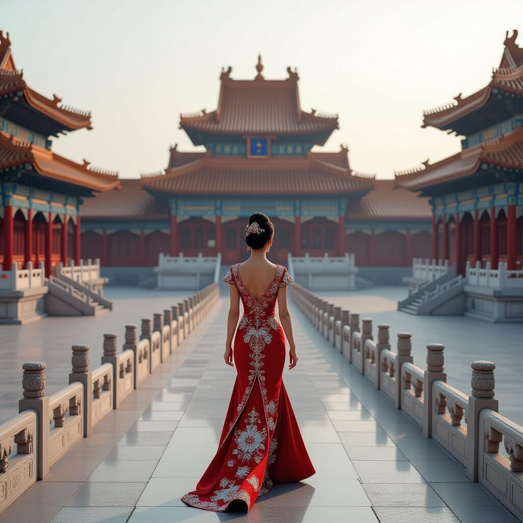 Forbidden City: Majestic Woman in Traditional Qipao
