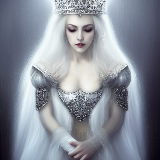 Ethereal White Queen with Chess Crown