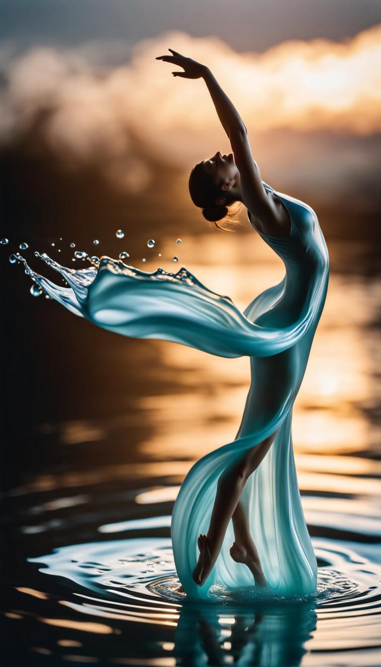 Water Ballerina in Hyper-Realistic Style