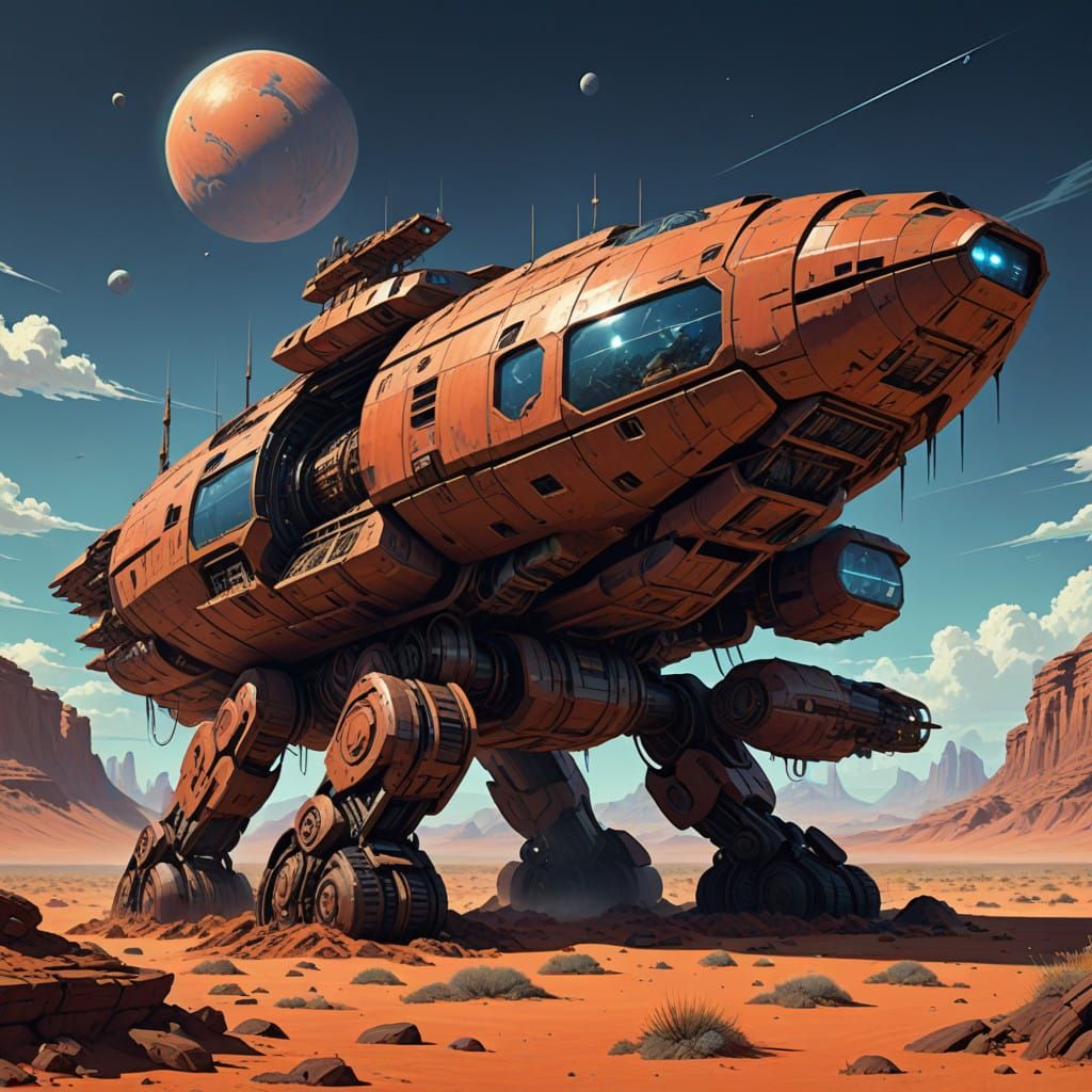 Ancient Spaceships Buryied in a Desolate Alien Landscape