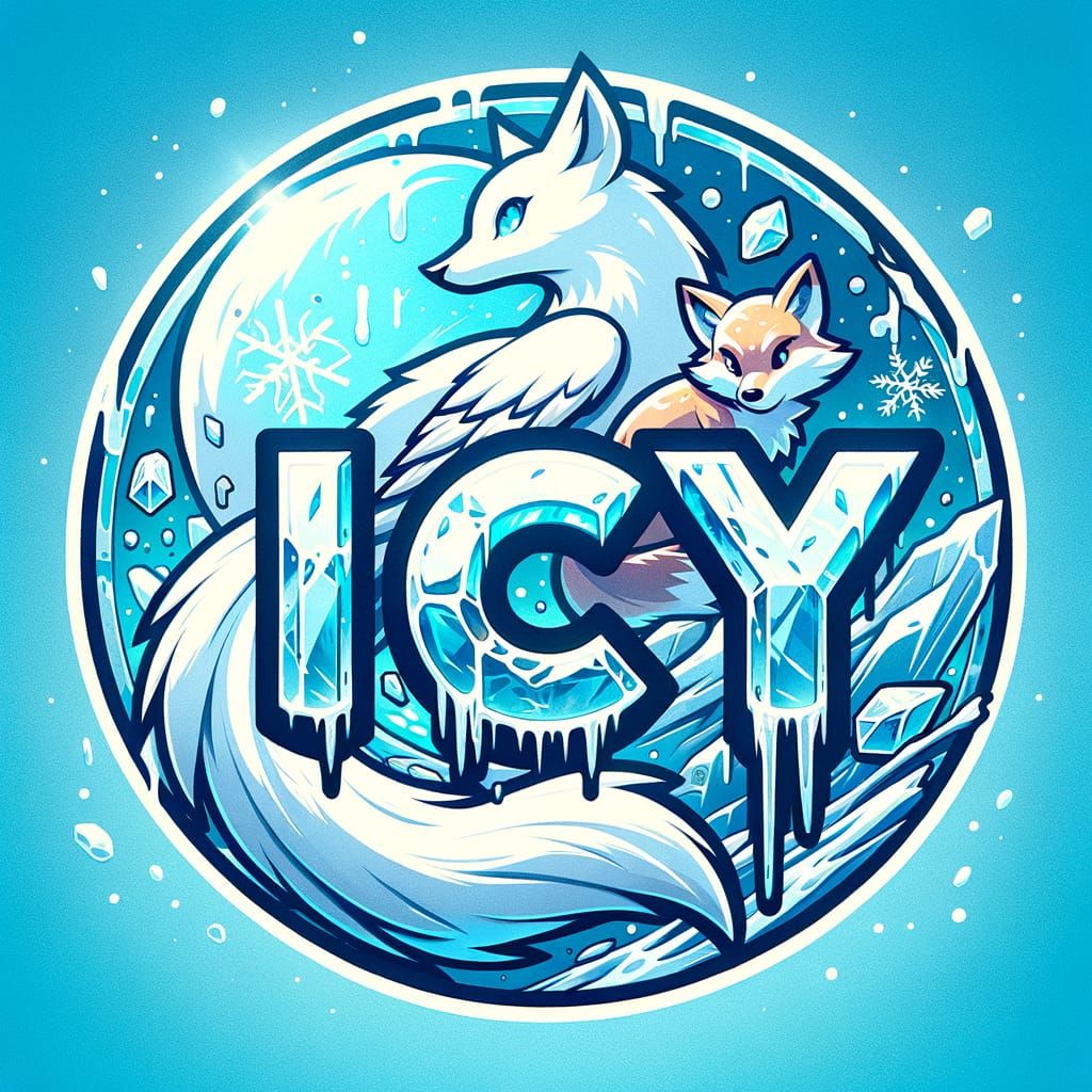 Icy Bird and Fox Logo with Frozen Letters