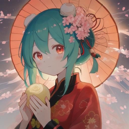 Hatsune Miku in Qipao with Bao Buns: Anime Art