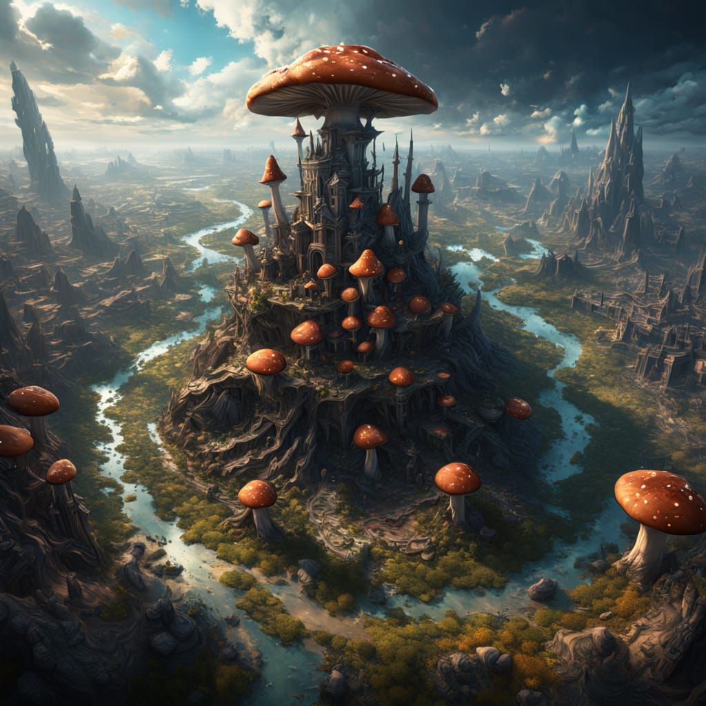 Surreal Futuristic Cityscape in Vibrant Hyperrealism