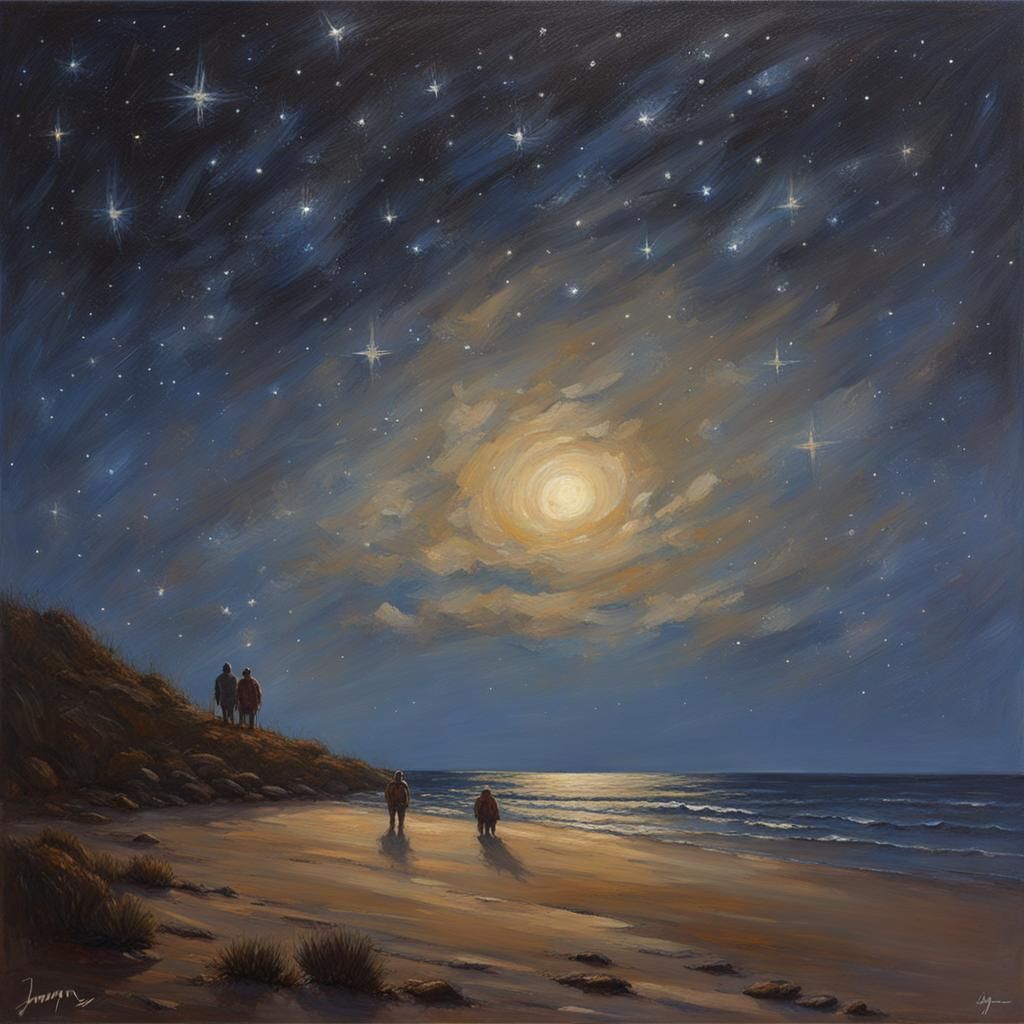 Starry Night Oil Painting in Gurney Style