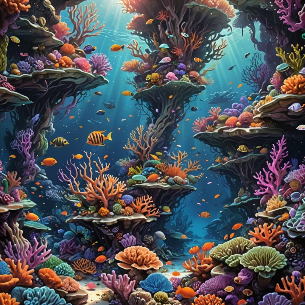 Great Barrier Reef Floor in Detailed Digital Painting