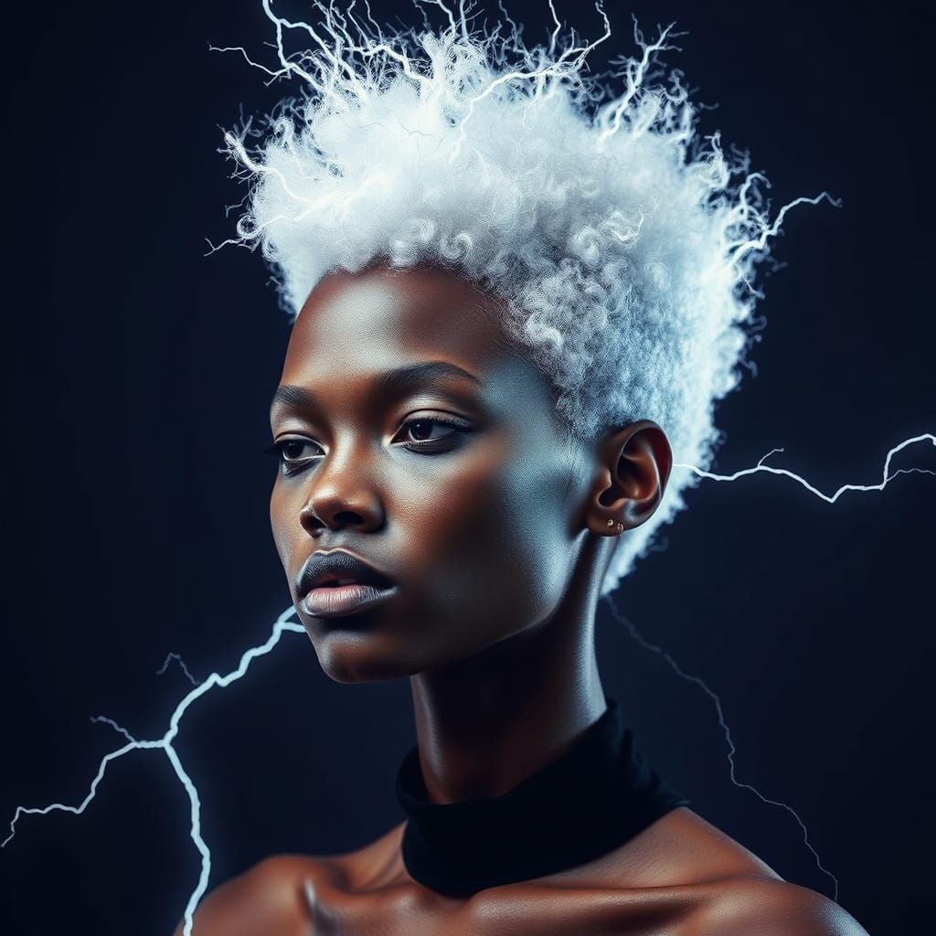 Electrified Model in Hyperrealistic Futuristic Style