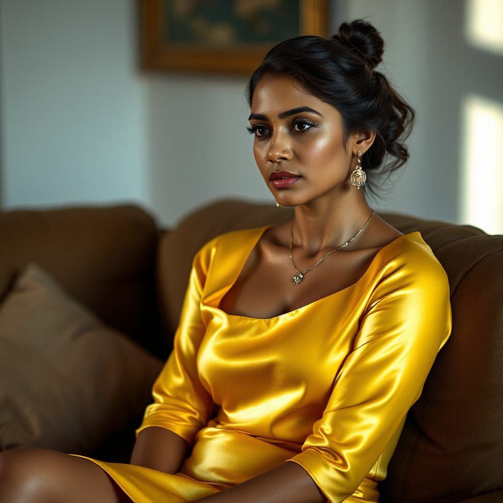 Stunning Indian Woman in Yellow Pencil Skirt