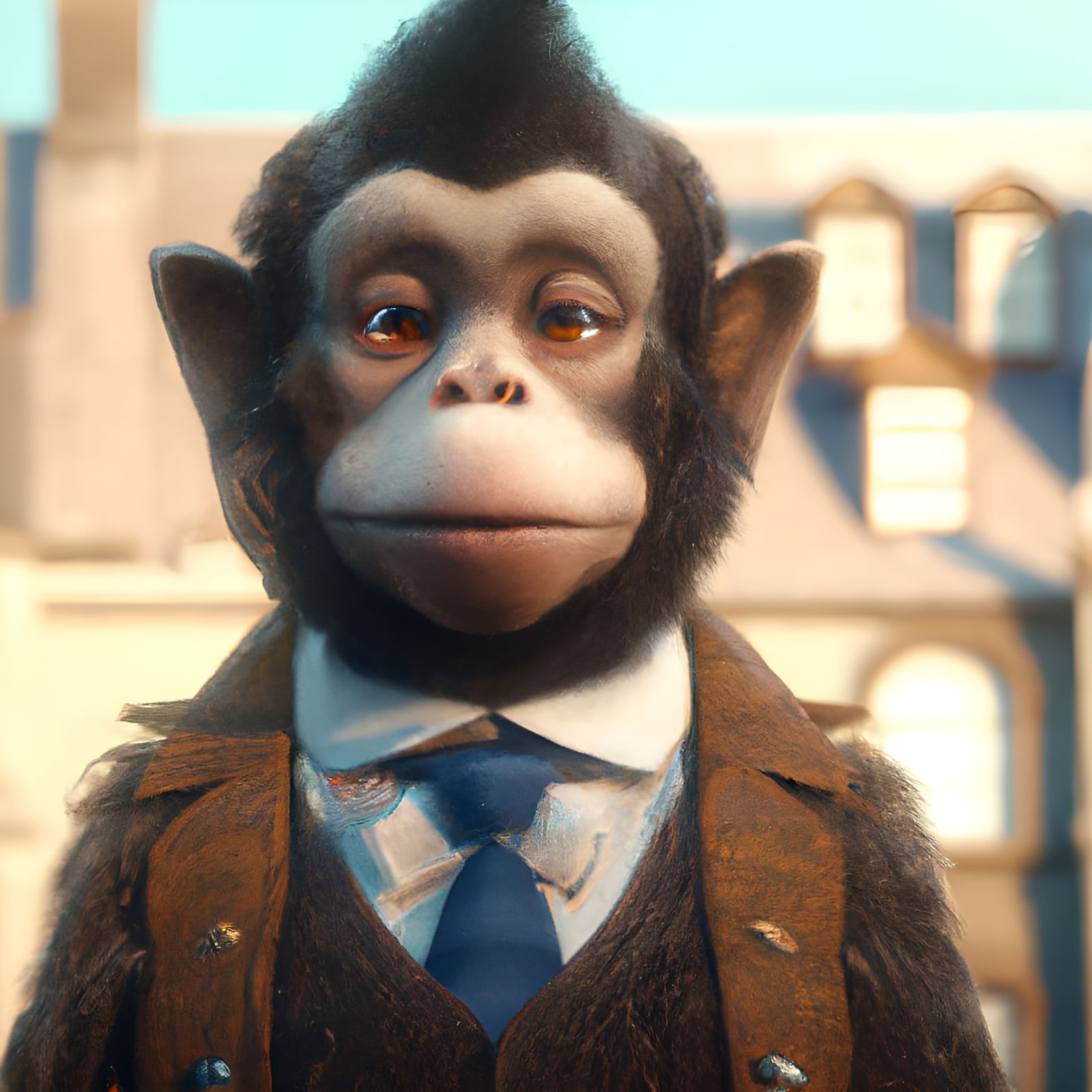 Handsome Monkey in Suit: 3D Rendered Portrait