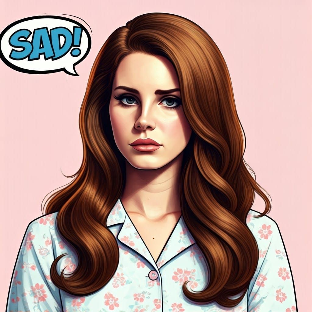 Melancholic Pop Art Portrait in 80s Comic Style