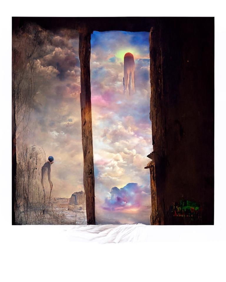 Surreal Crib Under Endless Sky: Dreamcore Street Art