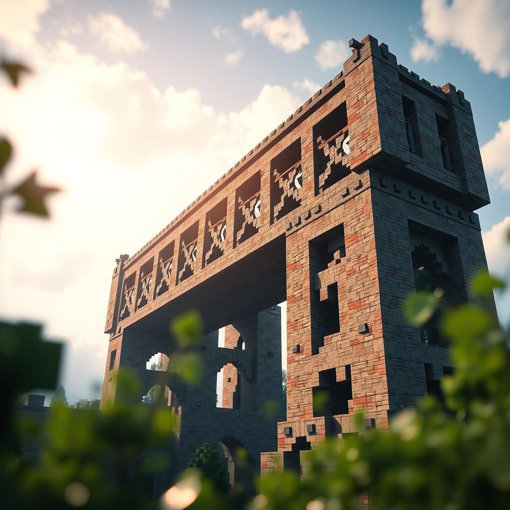 Minecraft Huge Bridge in Professional Photography Style