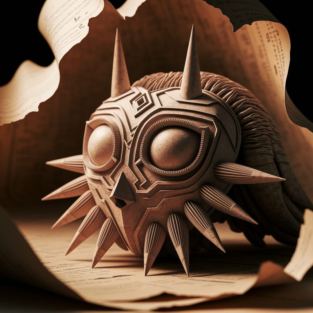 Origami Papercraft Sculpture of Majora's Mask