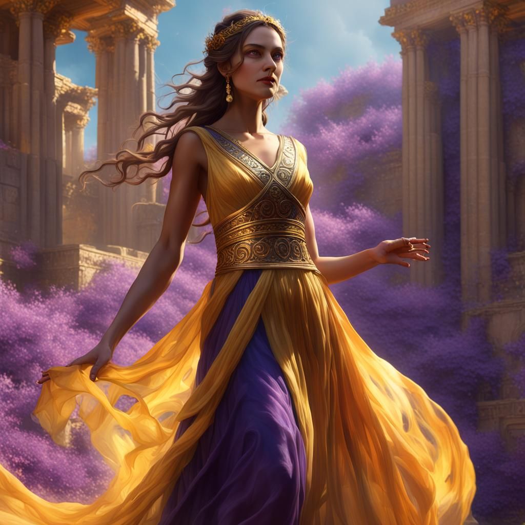 A Greek Goddess in a long flowing gown. a masterpiece, 8k re...