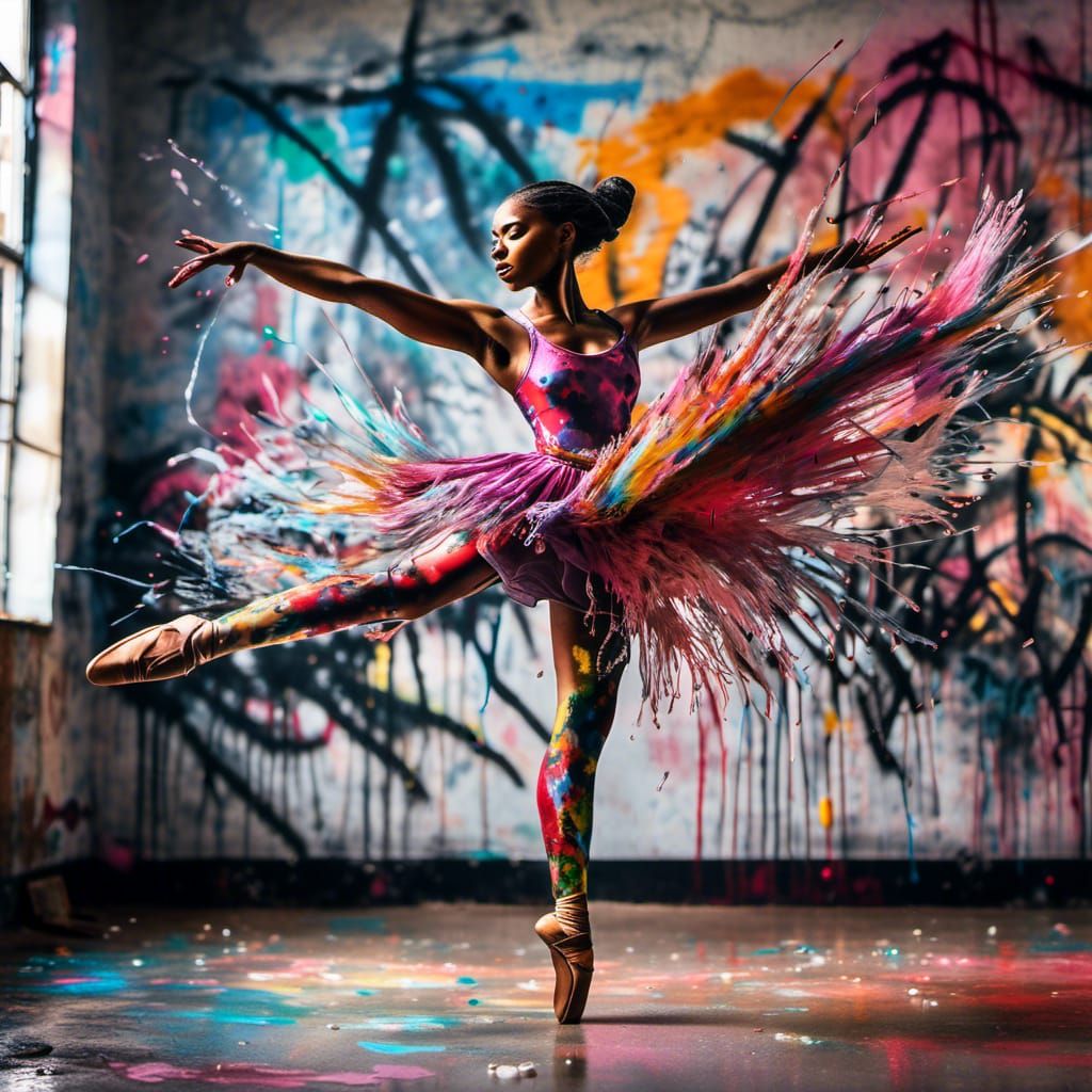 Expressive Ballerina in Graffiti Art Style