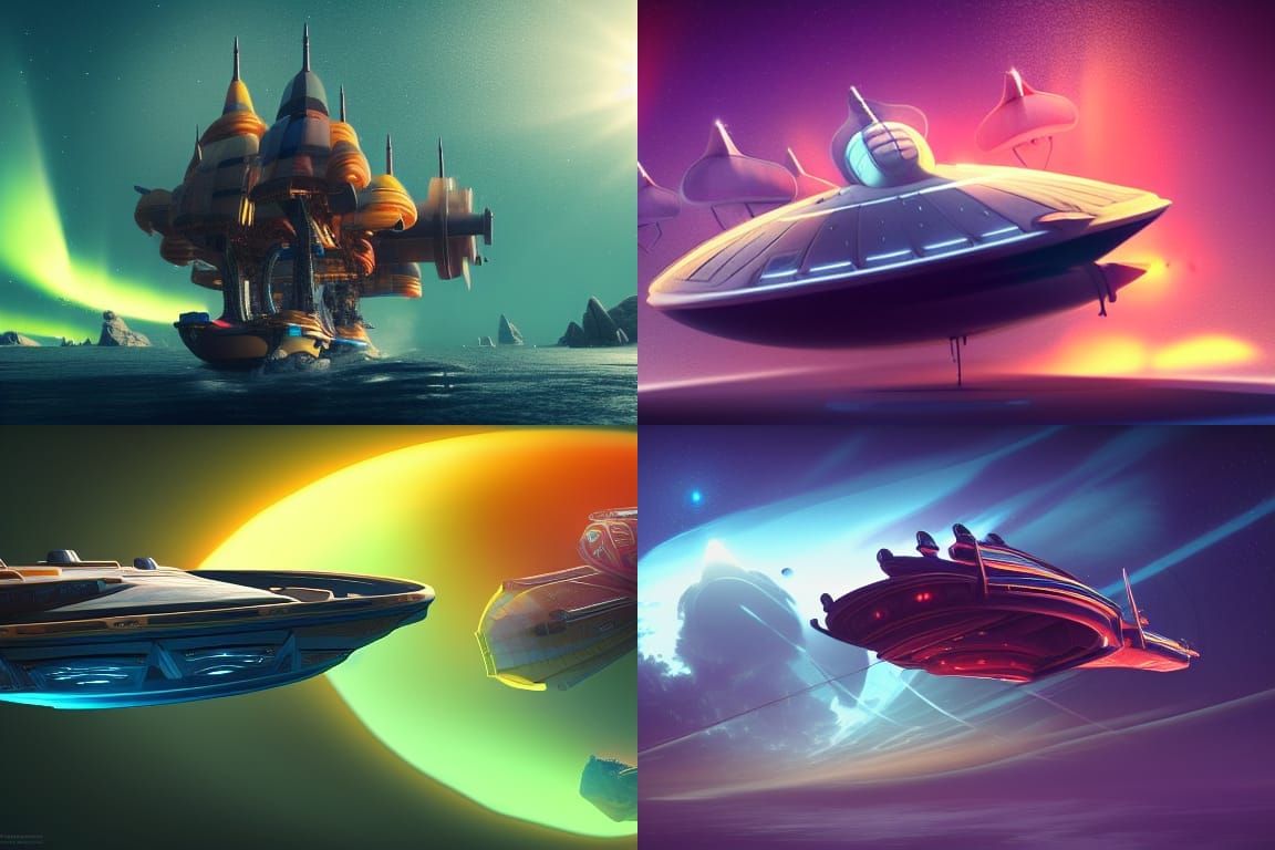 Galleon Spaceship Concept Art in 8k Resolution