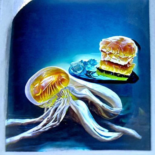 Jellyfish Sandwich: Surreal Oil Painting by Gurney